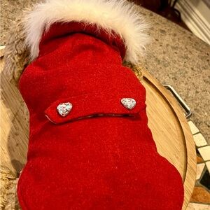 'Glamour To The Bone' Reversible Red Faux Fur & Faux Leopard Dog Coat Jacket